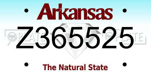 Z365525 Arkansas License Plate