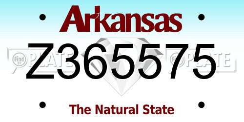 Z365575 Arkansas License Plate