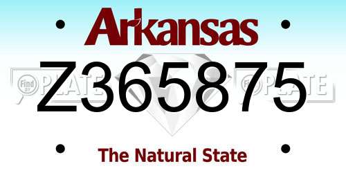 Z365875 Arkansas License Plate
