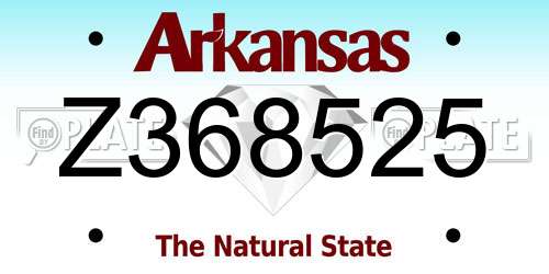 Z368525 Arkansas License Plate