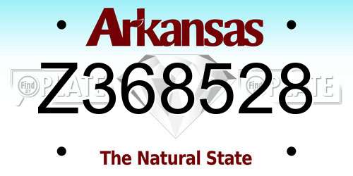Z368528 Arkansas License Plate