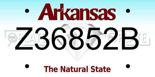 Z36852B Arkansas License Plate