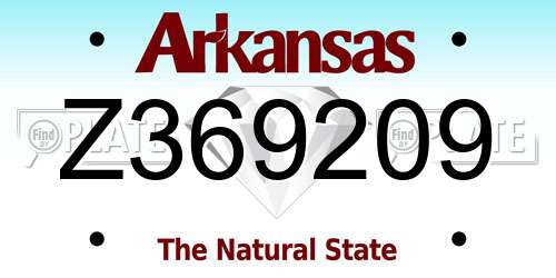 Z369209 Arkansas License Plate