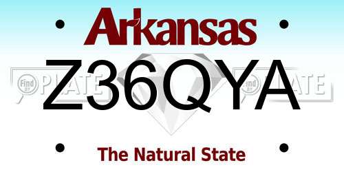 Z36QYA Arkansas License Plate