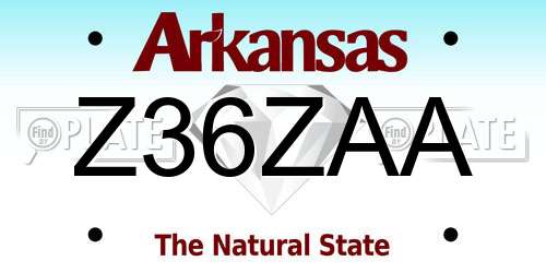 Z36ZAA Arkansas License Plate