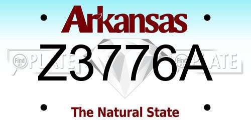 Z3776A Arkansas License Plate