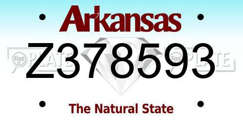 Z378593 Arkansas License Plate
