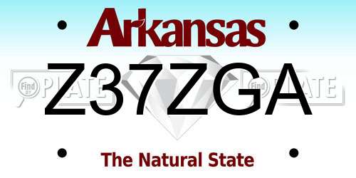 Z37ZGA Arkansas License Plate