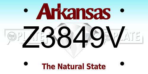 Z3849V Arkansas License Plate