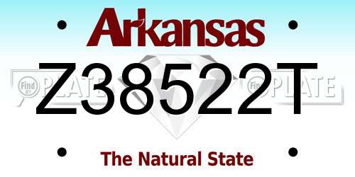 Z38522T Arkansas License Plate