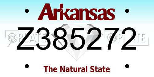 Z385272 Arkansas License Plate