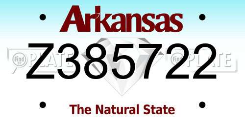 Z385722 Arkansas License Plate