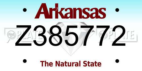 Z385772 Arkansas License Plate