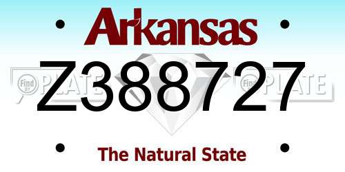 Z388727 Arkansas License Plate