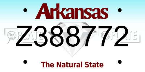 Z388772 Arkansas License Plate