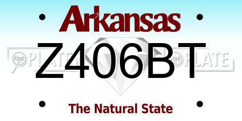 Z406BT Arkansas License Plate