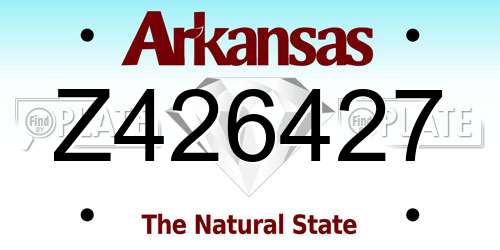 Z426427 Arkansas License Plate