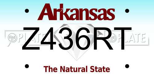 Z436RT Arkansas License Plate