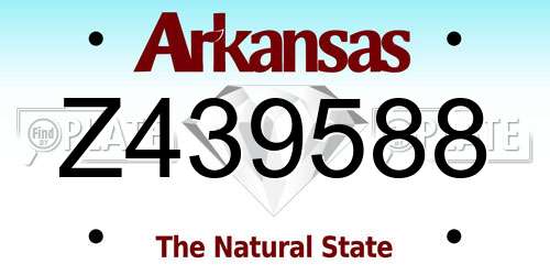 Z439588 Arkansas License Plate