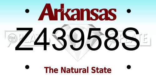 Z43958S Arkansas License Plate