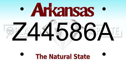Z44586A Arkansas License Plate