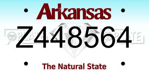 Z448564 Arkansas License Plate