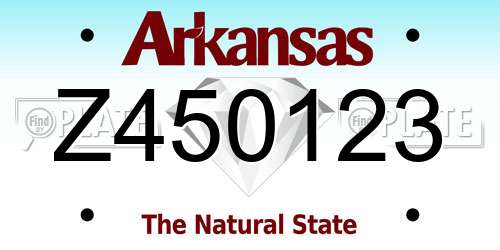 Z450123 Arkansas License Plate