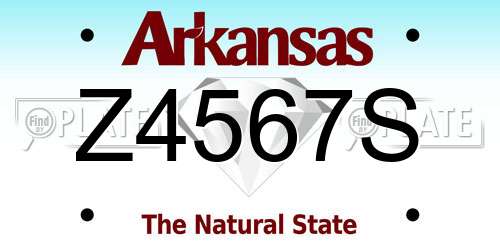 Z4567S Arkansas License Plate