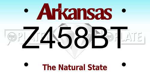 Z458BT Arkansas License Plate
