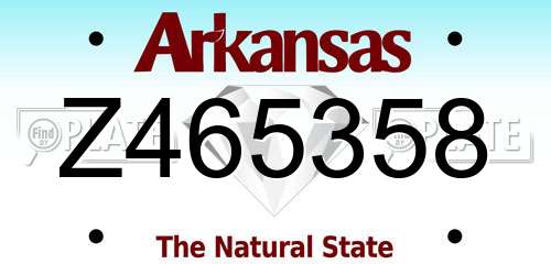 Z465358 Arkansas License Plate