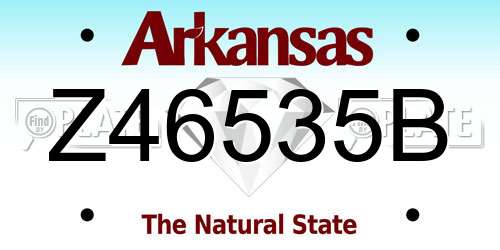 Z46535B Arkansas License Plate