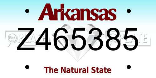 Z465385 Arkansas License Plate