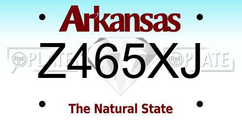 Z465XJ Arkansas License Plate