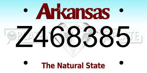 Z468385 Arkansas License Plate
