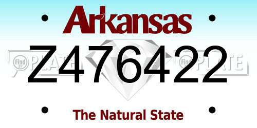 Z476422 Arkansas License Plate