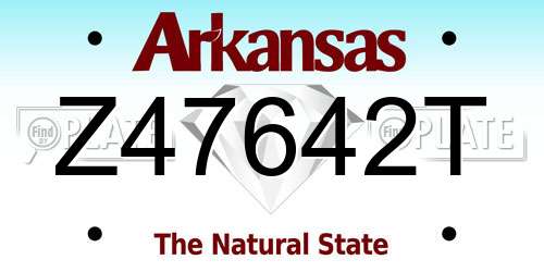 Z47642T Arkansas License Plate