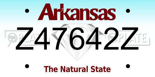 Z47642Z Arkansas License Plate