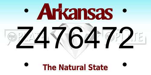 Z476472 Arkansas License Plate