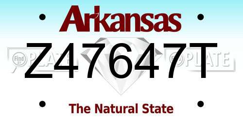 Z47647T Arkansas License Plate