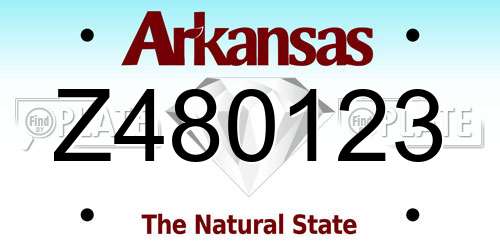 Z480123 Arkansas License Plate