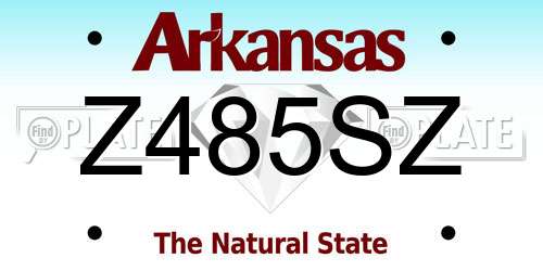 Z485SZ Arkansas License Plate