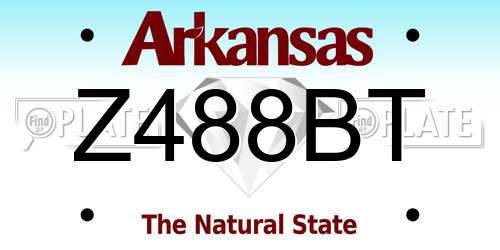 Z488BT Arkansas License Plate