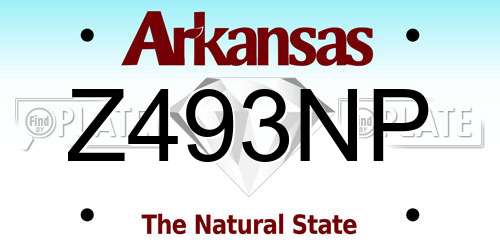 Z493NP Arkansas License Plate