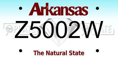 Z5002W Arkansas License Plate