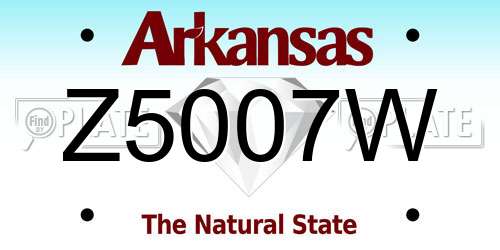 Z5007W Arkansas License Plate