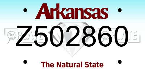 Z502860 Arkansas License Plate