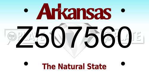Z507560 Arkansas License Plate
