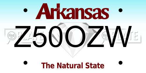 Z50OZW Arkansas License Plate