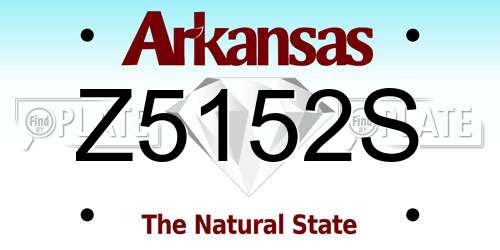 Z5152S Arkansas License Plate