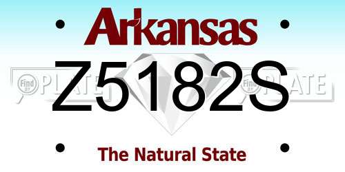 Z5182S Arkansas License Plate